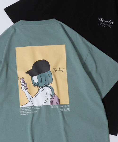SITRY（シトリー）の「SITRY Girl Illustration Back Print T-shirt/別注 オーバーサイズ ガール イラスト バックプリント ワンポイント刺繍 半袖Ｔシャツ レディース メンズ（Tシャツ/カットソー・レディース・ホワイト/グリーン/ホワイト系その他/グリーン系その他/ブルー系その他/グリーン系その他2/ブルー/ブラック系その他/ホワイト系その他2/ブラック/ブラック系その他2/ブルー系その他2・M/L/XL）」の9枚目の写真