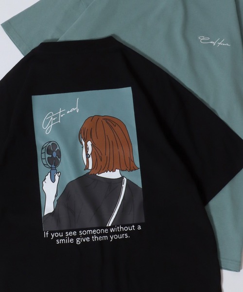 SITRY（シトリー）の「SITRY Girl Illustration Back Print T-shirt/別注 オーバーサイズ ガール イラスト バックプリント ワンポイント刺繍 半袖Ｔシャツ レディース メンズ（Tシャツ/カットソー・レディース・ホワイト/グリーン/ホワイト系その他/グリーン系その他/ブルー系その他/グリーン系その他2/ブルー/ブラック系その他/ホワイト系その他2/ブラック/ブラック系その他2/ブルー系その他2・M/L/XL）」の4枚目の写真