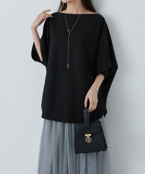 MAISON DE THERESE(メゾン ド テレーズ)の「ゆったりドルマンスリーブTシャツ(Tシャツ/カットソー・レディース・グレー/ブラック・FREE)」の3枚目の写真