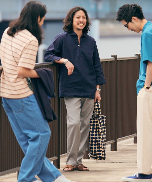 24SS シップス SOLOTEX(R) リネン 7スリーブ カプリシャツ L SHIPS シャツ ブラウス SHIPS: SOLOTEX(R) サフィラン リネン