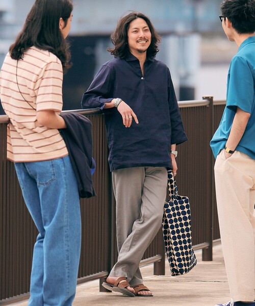 SHIPS（シップス）の「SHIPS: SOLOTEX(R) リネン 7スリーブ カプリシャツ（シャツ/ブラウス・メンズ・カーキ/ホワイト/ベージュ/ダークブルー/ネイビー/サックスブルー・SMALL/X-LARGE/LARGE/MEDIUM）」の9枚目の写真