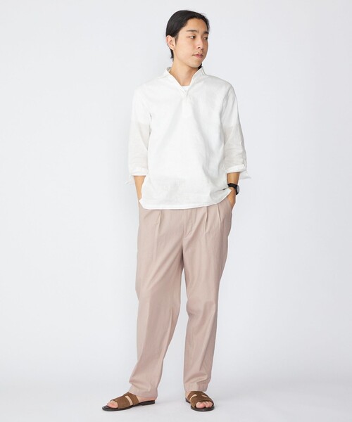 SHIPS（シップス）の「SHIPS: SOLOTEX(R) リネン 7スリーブ カプリシャツ（シャツ/ブラウス・メンズ・カーキ/ホワイト/ベージュ/ダークブルー/ネイビー/サックスブルー・SMALL/X-LARGE/LARGE/MEDIUM）」の11枚目の写真