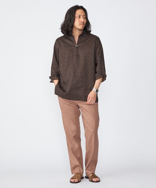 SHIPS（シップス）の「SHIPS: SOLOTEX(R) リネン 7スリーブ カプリシャツ（シャツ/ブラウス・メンズ・カーキ/ホワイト/ベージュ/ダークブルー/ネイビー/サックスブルー・SMALL/X-LARGE/LARGE/MEDIUM）」の15枚目の写真