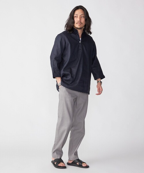 SHIPS（シップス）の「SHIPS: SOLOTEX(R) リネン 7スリーブ カプリシャツ（シャツ/ブラウス・メンズ・カーキ/ホワイト/ベージュ/ダークブルー/ネイビー/サックスブルー・SMALL/X-LARGE/LARGE/MEDIUM）」の20枚目の写真