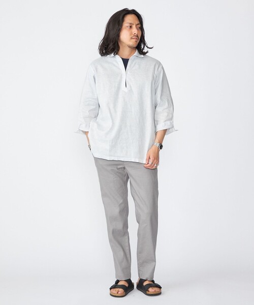 24SS シップス SOLOTEX(R) リネン 7スリーブ カプリシャツ L SHIPS シャツ SHIPS: SOLOTEX(R) リネン 7スリーブ カプリシャツ