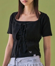 【FANCY CLUB】TWO-RIBBON CROP CARDIGAN / 【ファンシークラブ】ツーリボンクロップ長袖カーディガン