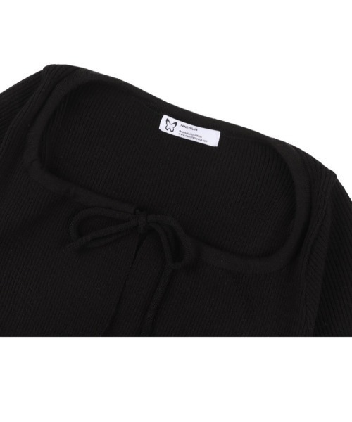 FANCY CLUB(ファンシークラブ)の「【FANCY CLUB】TWO-RIBBON CROP CARDIGAN / 【ファンシークラブ】ツーリボンクロップ長袖カーディガン(カーディガン/ボレロ・レディース・ライトブルー/ブラック・ONE SIZE)」の10枚目の写真