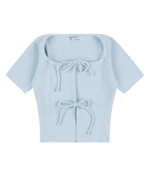 FANCY CLUB(ファンシークラブ)の「【FANCY CLUB】TWO-RIBBON CROP CARDIGAN / 【ファンシークラブ】ツーリボンクロップ長袖カーディガン(カーディガン/ボレロ・レディース・ライトブルー/ブラック・ONE SIZE)」の18枚目の写真