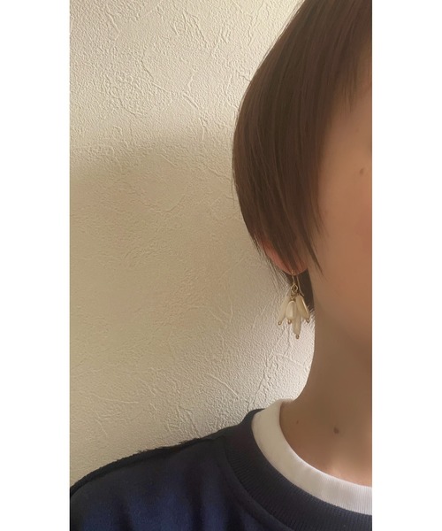 tone(トーン)の「【jebi】14kgf ふぞろい天然石の大きめピアス(MA)(ピアス(両耳用)・レディース・オレンジ/ホワイト・FREE)」の7枚目の写真