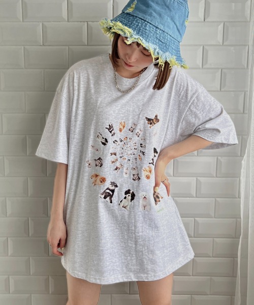 √nuage(ルートニュアージュ)の「メニードッグスパイラルビッグTシャツ(Tシャツ/カットソー・レディース・ライトグレー/ホワイト・XL/M)」の2枚目の写真
