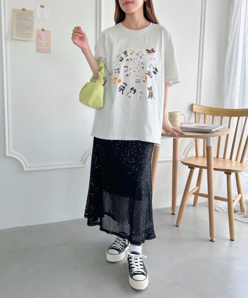 √nuage(ルートニュアージュ)の「メニードッグスパイラルビッグTシャツ(Tシャツ/カットソー・レディース・ライトグレー/ホワイト・XL/M)」の11枚目の写真