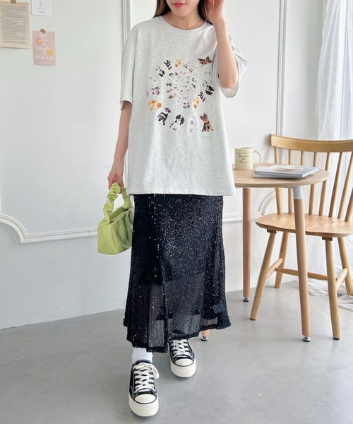 √nuage(ルートニュアージュ)の「メニードッグスパイラルビッグTシャツ(Tシャツ/カットソー・レディース・ライトグレー/ホワイト・XL/M)」の12枚目の写真