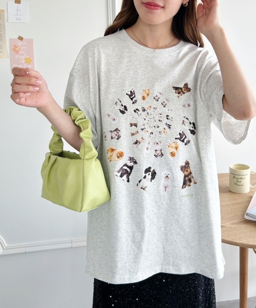 √nuage(ルートニュアージュ)の「メニードッグスパイラルビッグTシャツ(Tシャツ/カットソー・レディース・ライトグレー/ホワイト・XL/M)」の8枚目の写真