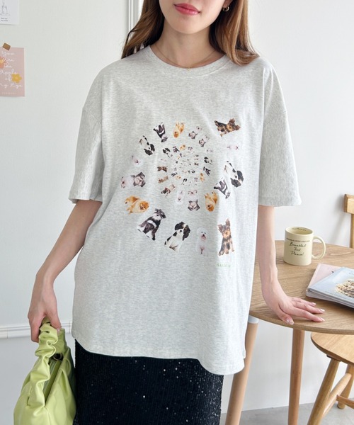 √nuage(ルートニュアージュ)の「メニードッグスパイラルビッグTシャツ(Tシャツ/カットソー・レディース・ライトグレー/ホワイト・XL/M)」の9枚目の写真