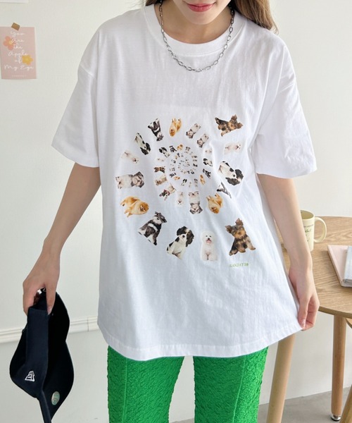 √nuage(ルートニュアージュ)の「メニードッグスパイラルビッグTシャツ(Tシャツ/カットソー・レディース・ライトグレー/ホワイト・XL/M)」の4枚目の写真