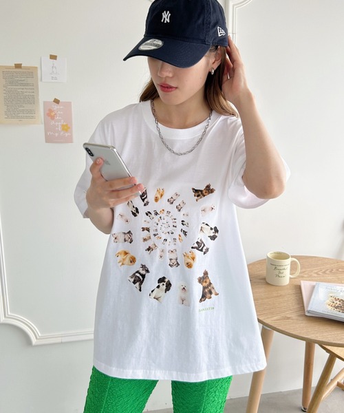√nuage(ルートニュアージュ)の「メニードッグスパイラルビッグTシャツ(Tシャツ/カットソー・レディース・ライトグレー/ホワイト・XL/M)」の5枚目の写真
