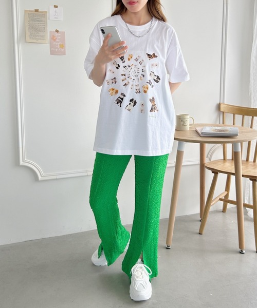 √nuage(ルートニュアージュ)の「メニードッグスパイラルビッグTシャツ(Tシャツ/カットソー・レディース・ライトグレー/ホワイト・XL/M)」の7枚目の写真