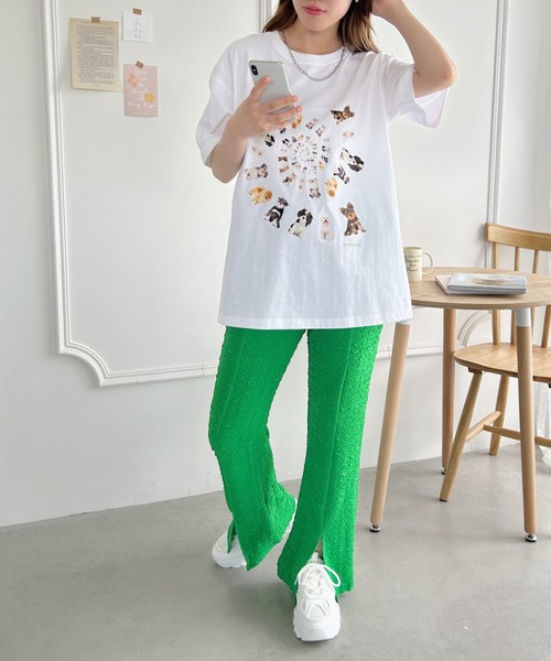 √nuage(ルートニュアージュ)の「メニードッグスパイラルビッグTシャツ(Tシャツ/カットソー・レディース・ライトグレー/ホワイト・XL/M)」の6枚目の写真