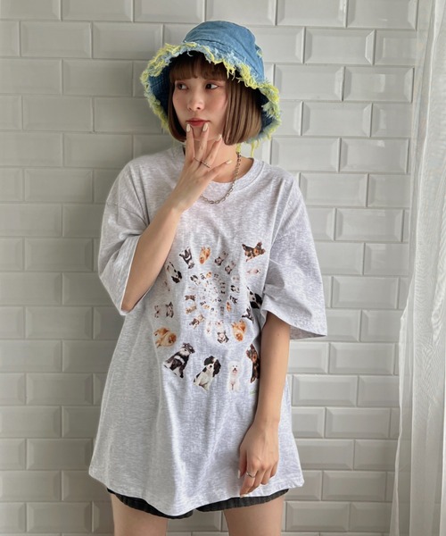 √nuage(ルートニュアージュ)の「メニードッグスパイラルビッグTシャツ(Tシャツ/カットソー・レディース・ライトグレー/ホワイト・XL/M)」の21枚目の写真