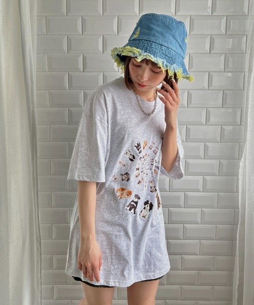 √nuage(ルートニュアージュ)の「メニードッグスパイラルビッグTシャツ(Tシャツ/カットソー・レディース・ライトグレー/ホワイト・XL/M)」の22枚目の写真