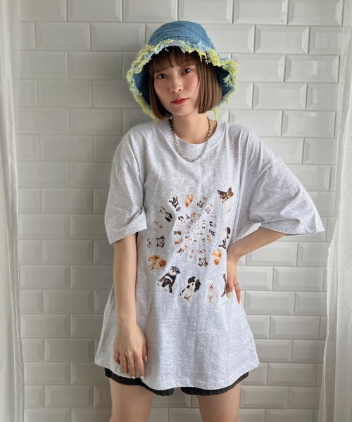 √nuage(ルートニュアージュ)の「メニードッグスパイラルビッグTシャツ(Tシャツ/カットソー・レディース・ライトグレー/ホワイト・XL/M)」の20枚目の写真