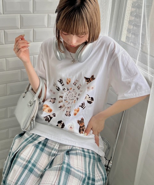 √nuage(ルートニュアージュ)の「メニードッグスパイラルビッグTシャツ(Tシャツ/カットソー・レディース・ライトグレー/ホワイト・XL/M)」の16枚目の写真