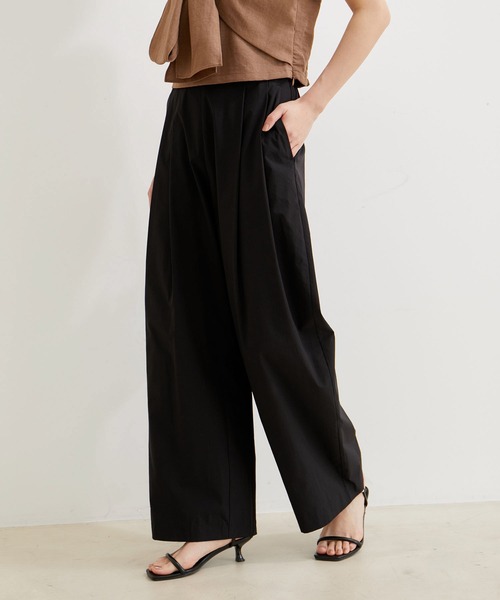 VIS（ビス）の「【洗える】タックギャザーパンツ（その他パンツ・レディース・ベージュ/ブラック/サックスブルー・M/S）」の2枚目の写真