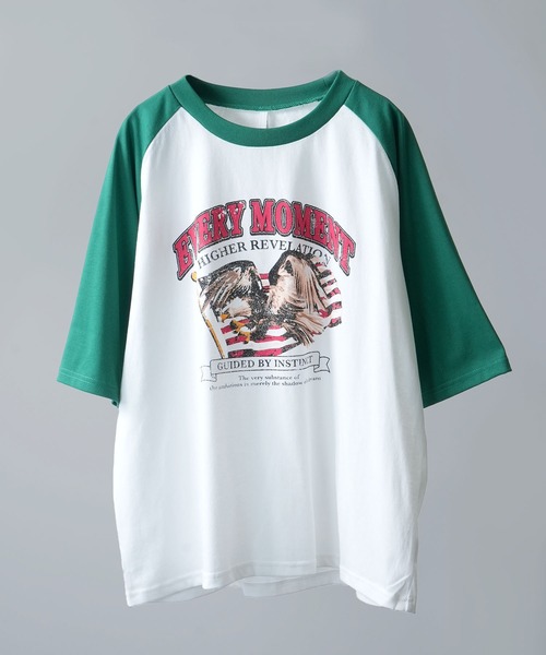 Anytime Songs(エニータイムソングス)の「16/TC天竺 ラグランTシャツ(イーグル、モーターサイクル)(Tシャツ/カットソー・メンズ・ホワイト系その他2/ホワイト系その他3/ホワイト×レッド/ホワイト系その他/ブラック系その他/ホワイト×グリーン/ブラック×ホワイト/ホワイト×ブラック・MEDIUM/LARGE/X-LARGE/SMALL)」の2枚目の写真