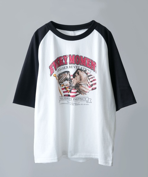 Anytime Songs(エニータイムソングス)の「16/TC天竺 ラグランTシャツ(イーグル、モーターサイクル)(Tシャツ/カットソー・メンズ・ホワイト系その他2/ホワイト系その他3/ホワイト×レッド/ホワイト系その他/ブラック系その他/ホワイト×グリーン/ブラック×ホワイト/ホワイト×ブラック・MEDIUM/LARGE/X-LARGE/SMALL)」の3枚目の写真