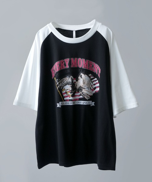 Anytime Songs(エニータイムソングス)の「16/TC天竺 ラグランTシャツ(イーグル、モーターサイクル)(Tシャツ/カットソー・メンズ・ホワイト系その他2/ホワイト系その他3/ホワイト×レッド/ホワイト系その他/ブラック系その他/ホワイト×グリーン/ブラック×ホワイト/ホワイト×ブラック・MEDIUM/LARGE/X-LARGE/SMALL)」の7枚目の写真
