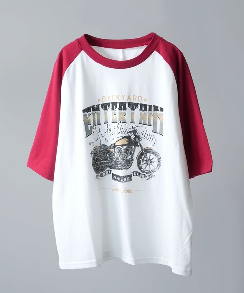 Anytime Songs(エニータイムソングス)の「16/TC天竺 ラグランTシャツ(イーグル、モーターサイクル)(Tシャツ/カットソー・メンズ・ホワイト系その他2/ホワイト系その他3/ホワイト×レッド/ホワイト系その他/ブラック系その他/ホワイト×グリーン/ブラック×ホワイト/ホワイト×ブラック・MEDIUM/LARGE/X-LARGE/SMALL)」の5枚目の写真