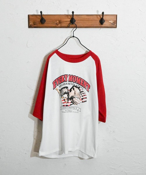 Anytime Songs(エニータイムソングス)の「16/TC天竺 ラグランTシャツ(イーグル、モーターサイクル)(Tシャツ/カットソー・メンズ・ホワイト系その他2/ホワイト系その他3/ホワイト×レッド/ホワイト系その他/ブラック系その他/ホワイト×グリーン/ブラック×ホワイト/ホワイト×ブラック・MEDIUM/LARGE/X-LARGE/SMALL)」の11枚目の写真