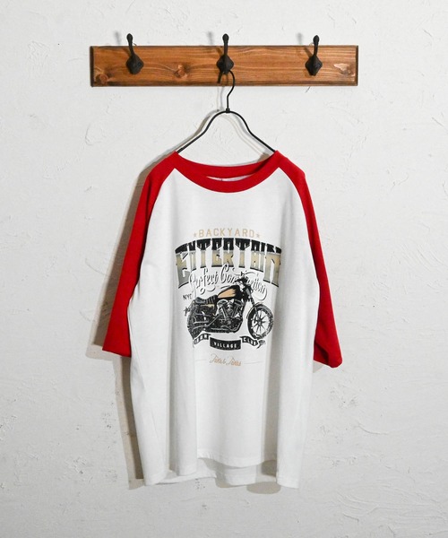 Anytime Songs(エニータイムソングス)の「16/TC天竺 ラグランTシャツ(イーグル、モーターサイクル)(Tシャツ/カットソー・メンズ・ホワイト系その他2/ホワイト系その他3/ホワイト×レッド/ホワイト系その他/ブラック系その他/ホワイト×グリーン/ブラック×ホワイト/ホワイト×ブラック・MEDIUM/LARGE/X-LARGE/SMALL)」の13枚目の写真