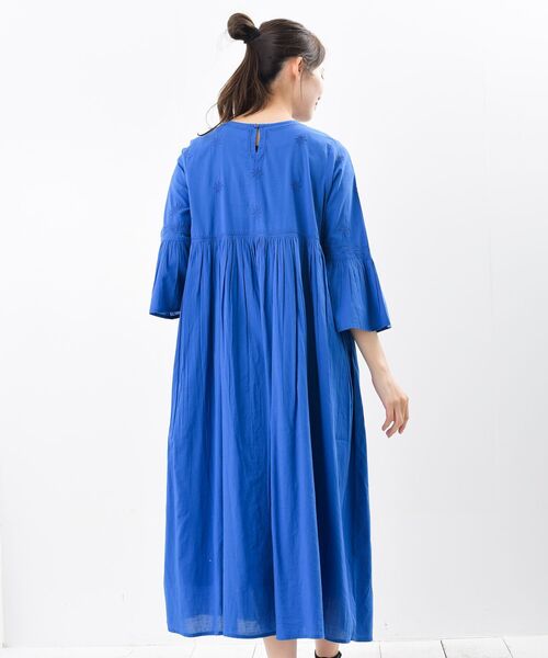 HYEON フレアー ワンピース サックスブルー 5分袖 完売品 S