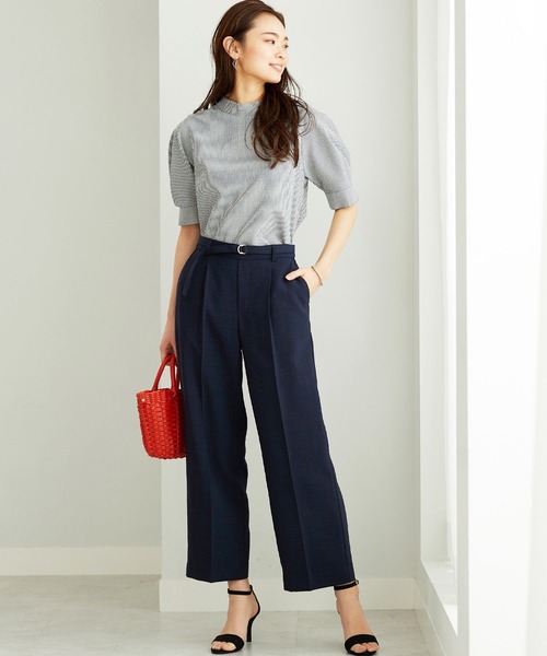 BELLUNA PLUS(ベルーナ)の「ヒンヤリ麻調ビンテージワイドパンツ63丈(その他パンツ・レディース・パープル系/バーガンディー/サンドベージュ/ネイビー・SMALL/MEDIUM/LARGE/X-LARGE)」の5枚目の写真