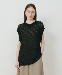 KACCO（カッコ）の「《ユニセックスアイテム》SHEER LACE KNIT VEST / シアーレースニットベスト（Tシャツ/カットソー）」