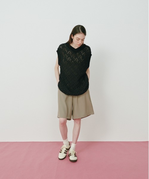 KACCO(カッコ)の「《ユニセックスアイテム》SHEER LACE KNIT VEST / シアーレースニットベスト(Tシャツ/カットソー・メンズ・ブラック/グリーン・SMALL/LARGE/MEDIUM)」の3枚目の写真