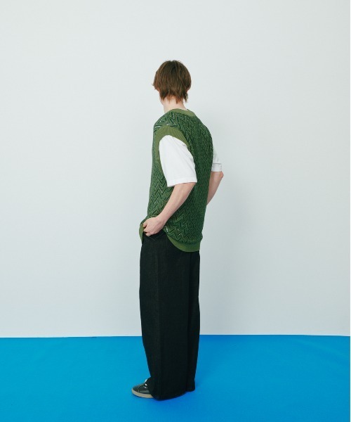 KACCO(カッコ)の「《ユニセックスアイテム》SHEER LACE KNIT VEST / シアーレースニットベスト(Tシャツ/カットソー・メンズ・ブラック/グリーン・SMALL/LARGE/MEDIUM)」の5枚目の写真