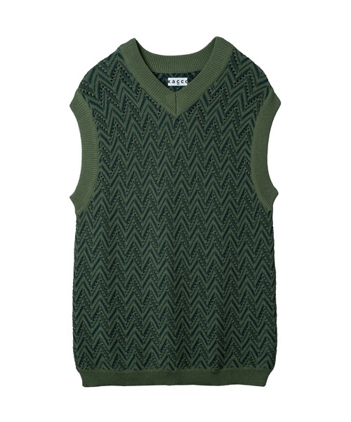 KACCO(カッコ)の「《ユニセックスアイテム》SHEER LACE KNIT VEST / シアーレースニットベスト(Tシャツ/カットソー・メンズ・ブラック/グリーン・SMALL/LARGE/MEDIUM)」の14枚目の写真