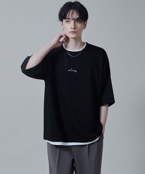 LUCY（ルーシー）の「LUCY/フクレジャガードフェイクレイヤードT（Tシャツ/カットソー・メンズ・ブラック/ホワイト・MEDIUM/LARGE）」の2枚目の写真