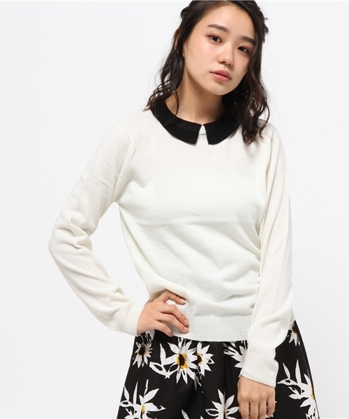 WEGO（ウィゴー）の「WEGO/襟付きレトロカラーニット（ニット/セーター・レディース・ブルー系その他/ブラック/オフホワイト/マスタード/杢グレー/グレー系その他・FREE）」の17枚目の写真