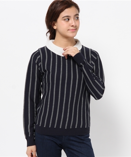 WEGO（ウィゴー）の「WEGO/襟付きレトロカラーニット（ニット/セーター・レディース・ブルー系その他/ブラック/オフホワイト/マスタード/杢グレー/グレー系その他・FREE）」の21枚目の写真