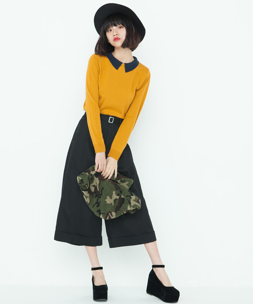 WEGO（ウィゴー）の「WEGO/襟付きレトロカラーニット（ニット/セーター・レディース・ブルー系その他/ブラック/オフホワイト/マスタード/杢グレー/グレー系その他・FREE）」の22枚目の写真