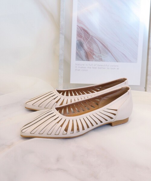 【フラット&ヒール2TYPE】ケージデザインシアーパンプス（パンプス）｜Tiaclasse（ティアクラッセ）