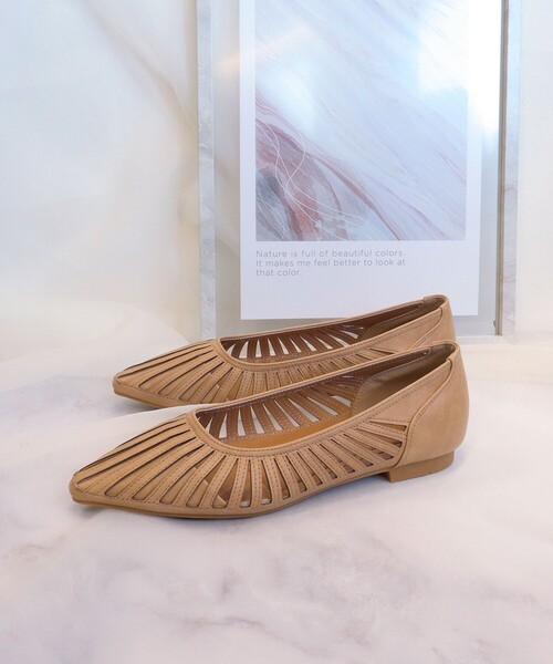 【フラット&ヒール2TYPE】ケージデザインシアーパンプス（パンプス）｜Tiaclasse（ティアクラッセ）