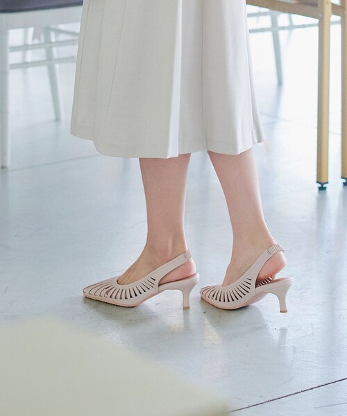 【フラット&ヒール2TYPE】ケージデザインシアーパンプス（パンプス）｜Tiaclasse（ティアクラッセ）