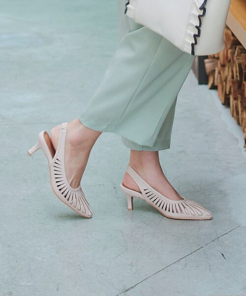 【フラット&ヒール2TYPE】ケージデザインシアーパンプス（パンプス）｜Tiaclasse（ティアクラッセ）