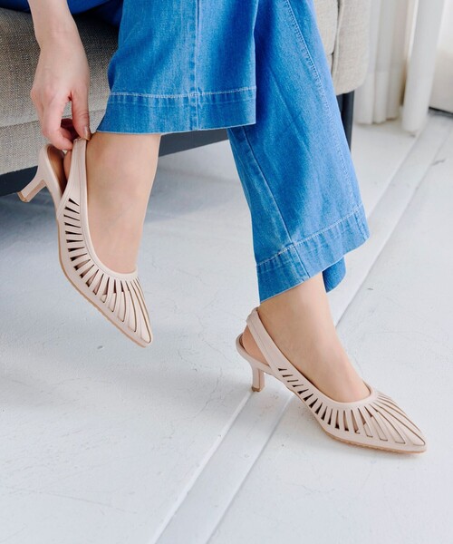 【フラット&ヒール2TYPE】ケージデザインシアーパンプス（パンプス）｜Tiaclasse（ティアクラッセ）