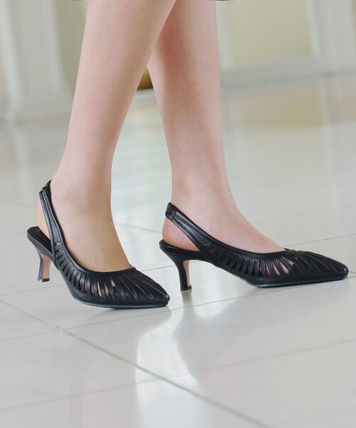 【フラット&ヒール2TYPE】ケージデザインシアーパンプス（パンプス）｜Tiaclasse（ティアクラッセ）