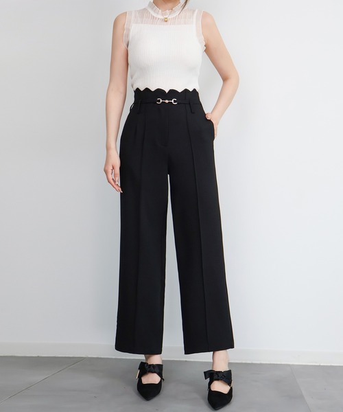 SLY ハイウエストリネンパンツ スラックス パンツ ハイウエストワイドスラックス レディース